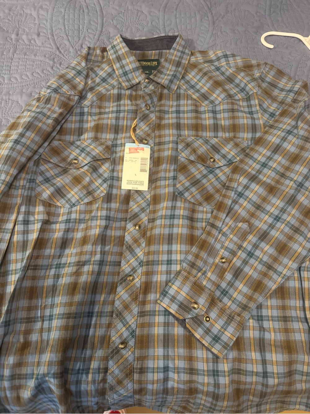Outdoor Life Plaid Button-Down Shirt - Blue & Brown